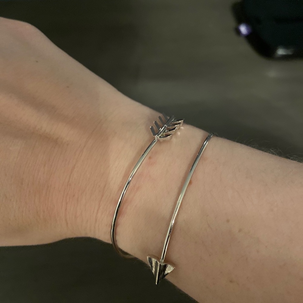 Feather and arrow sterling silver wrap bracelet.